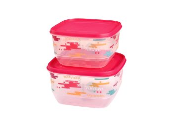 M-1522 - IML TASARIMLI TREND KARE GIDA SAKLAYICI 2'Lİ SET (2,6 L + 3,6 L)