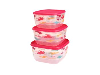 M-1523 - IML TASARIMLI TREND KARE GIDA SAKLAYICI 3'LÜ SET (1,9 L + 2,6 L + 3,6 L)