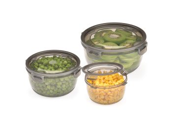 M-1588 - LOCK&FIT TRANSPARENT SMOKED COLOUR BOX 3 PCS SET (0,35L + 0,65 L + 1,1 L )