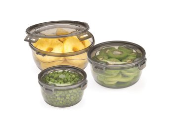 M-1589 - LOCK&FIT TRANSPARENT SMOKED COLOUR BOX 3 PCS SET ( 0,65 L + 1,1 L + 1,9 L )