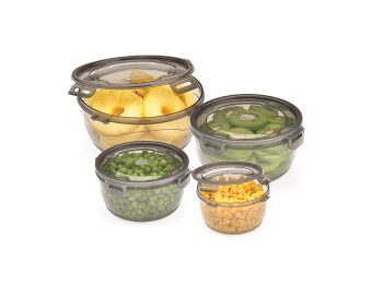M-1591 - LOCK&FIT TRANSPARENT SMOKED COLOUR BOX 4 PCS SET ( 0,35 L + 0,65 L + 1,1 L + 1,9 L )